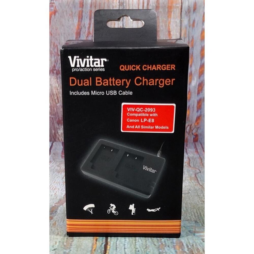 Vivitar Dual Battery Charger Quick Charger with Micro USB‎ Cable